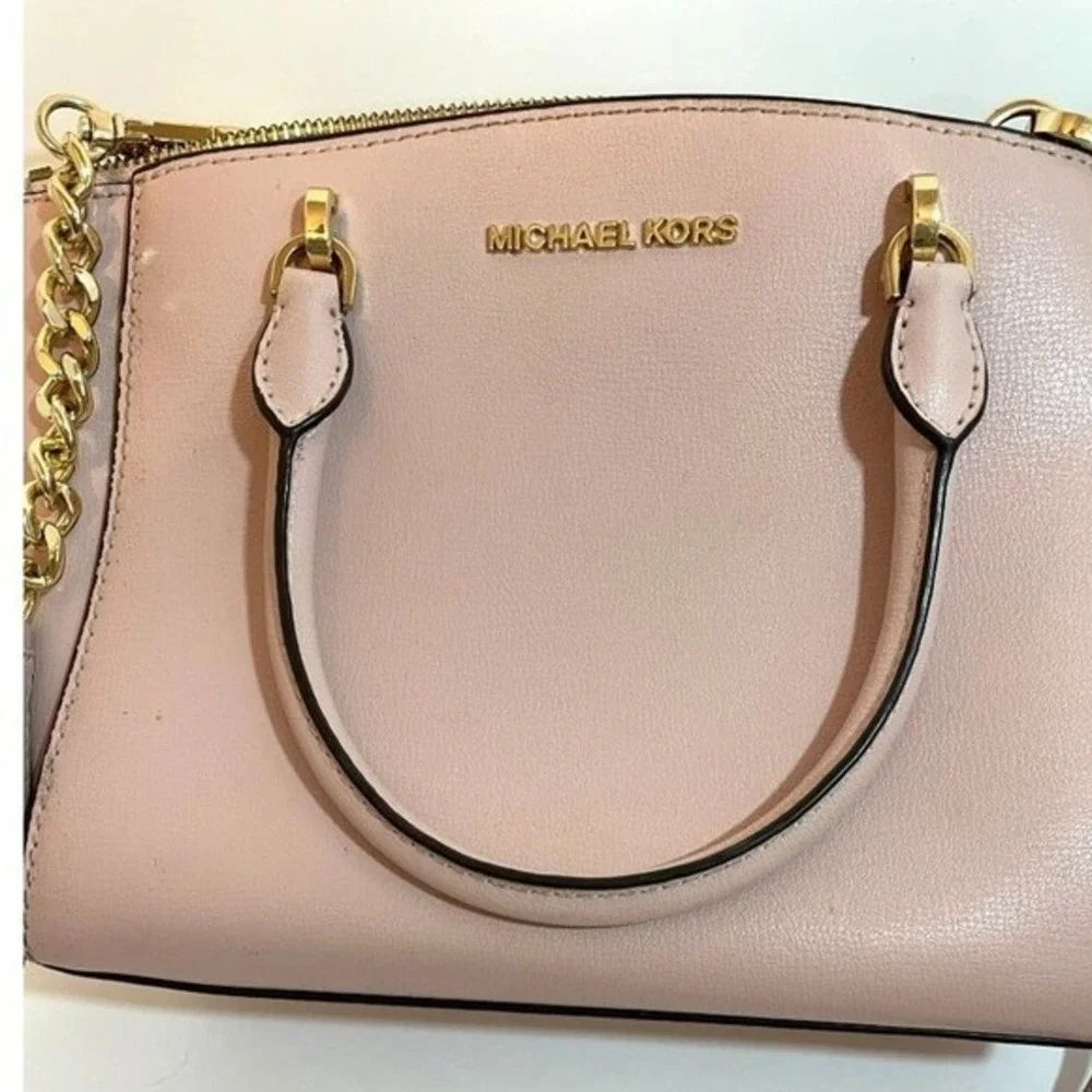 Michael Kors Medium Pink Leather Purse Satchel Crossbody‎ Bag Convertible Strap